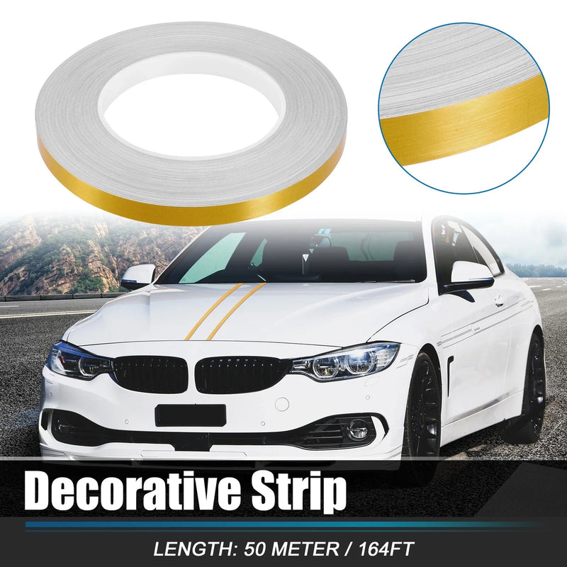 Car Motorcycle Strips 0.4" Width Decorative Gold Tone Waterproof Strips