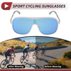 Motorcycle Goggles Blue Lens White Silver Tone Frame PC UV400