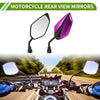 M10 Motorcycle Rear View Mirrors Leaf Shape Purple Iron Plastic 1 Set