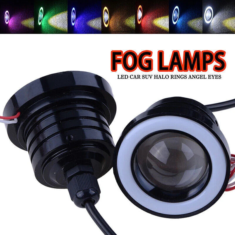 Car Halo Angel Eyes LED 2.5" Universal COB Purple Fog Light Projector