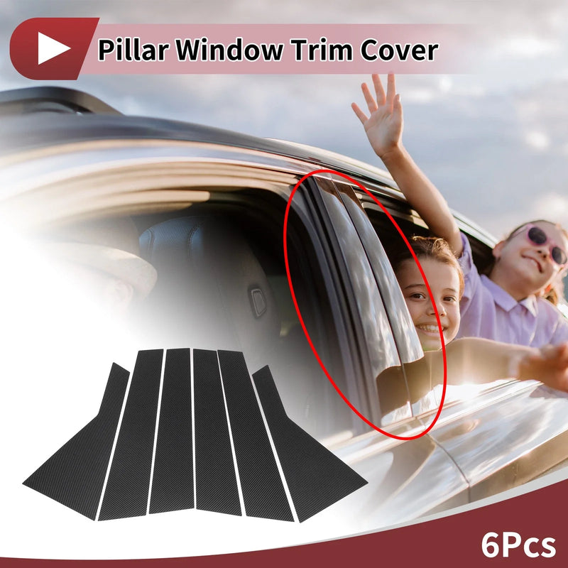 Hyundai IX35 2022-2024 Carbon Fiber Black Door Pillar Window Trim