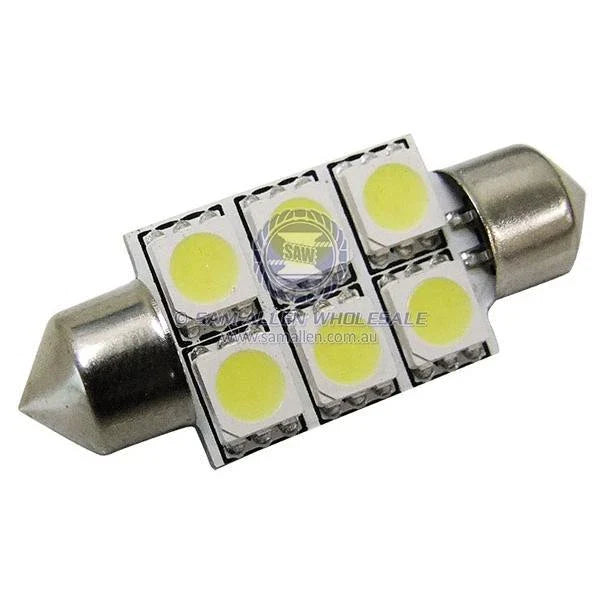 LED Replacement Bulb Flat Festoon 12V 6 LEDs 36mm Cool White