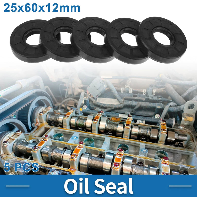 MakeModel Oil Seal 5 Pcs 25x60x12mm Seal Ring Rotary Shaft Nitrile Rubber