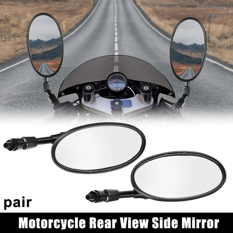 Universal Black 1 Pair 10mm Screw Thread Mirrors Rearview Mirror