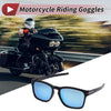 Motorcycle Riding Goggles Blue Lens Black Frame PC Cycling Sunglasses UV400