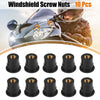 Motorcycle 10pcs M6 Convex Black Rubber Windshield Screws Bolts Nut