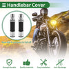 Motorcycle Rubber Black Silver Tone 7/8" 22mm Hand Grip Cover