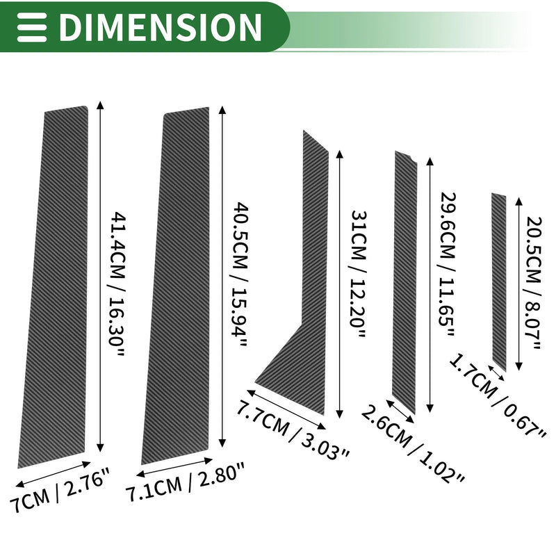 Ford Fiesta (2011-2015) Black Carbon Fiber 10 Pcs Door Pillar Window Trim