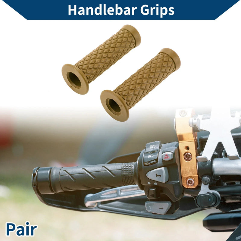 7/8" 22mm Motorcycle Hand Grip Cover Handlebar Grip Rubber Light Brown