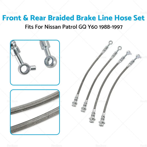 Nissan Patrol GQ Y60 / Ford Maverick DA Braided Brake Line Hose Set (1990-1997)