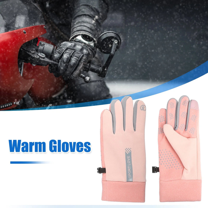 Motorcycle Cycling Skiing Pair Riding Warm Gloves Liners Pink