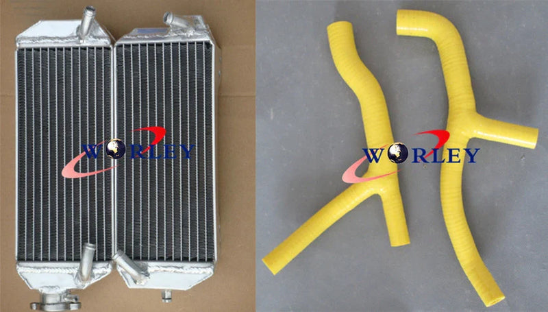 Suzuki DRZ400E Aluminum Radiator & Yellow Hose (2000-2004)