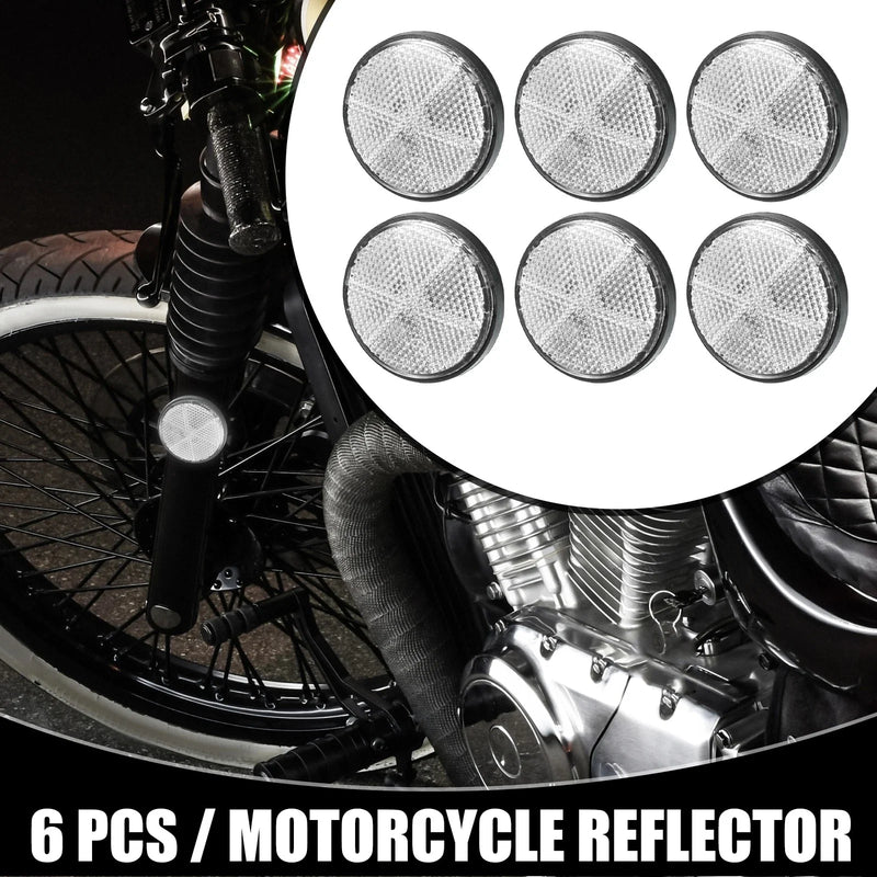 Motorcycle 6 x Universal Reflector Round White 2.20x0.31