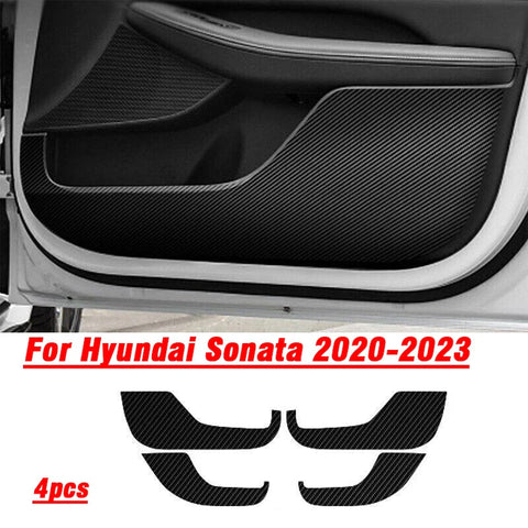 Hyundai Sonata Carbon Fiber Door Anti-Kick Guard Pad Trim (2020–2023)