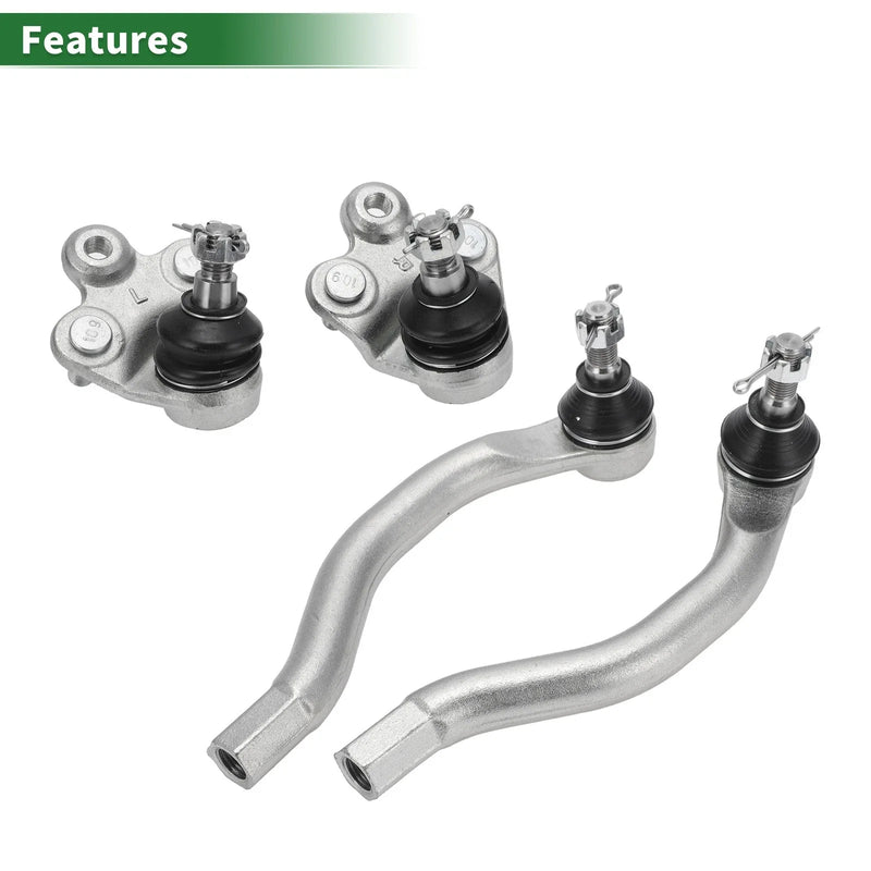Honda Civic 4 Pcs Front Suspension Kit Outer Tie Rod Ends Lower Ball Joints (2006-2011)