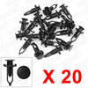 Toyota 20 x Black Plastic Door Fender Clips 9mm Rivets
