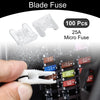 Car Boat Truck RV Motorcycle White 100 Pcs Micro Fuse 25A Blade Fuse