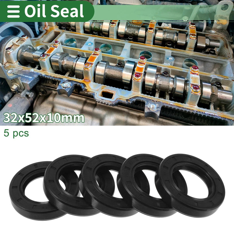 Oil Seal 32x52x10mm 5 Pcs Rotary Shaft Seal NBR Rubber Black