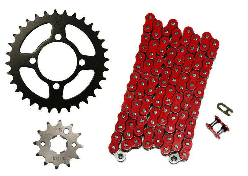 Yamaha Breeze 125 Red 520x74 Drive Chain & 12/32 Sprockets (1989–2004)