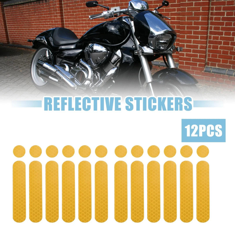 Helmet Bicycle Motorcycle Yellow 12pcs Reflective Safety Stickers PET