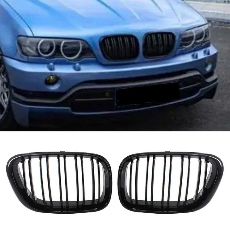 BMW X5 Gloss Black Dual Slat Bumper Grille Kidney Grill (2000–2006)