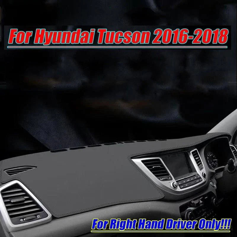 Hyundai Tucson RHD Black Leather Dash Cover Protector Mat (2016–2018)