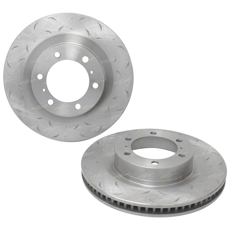 Prado GRJ150 / KDJ150 2 x Front Slotted + Dimpled Disc Rotors (2009–2019)
