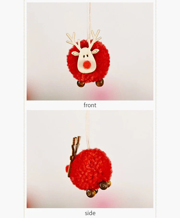 Christmas Tree Adorable Reindeer Pom Decoration Pendant