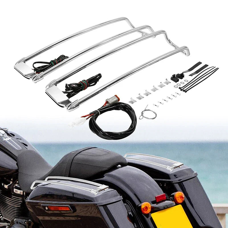 Harley Touring Road King Saddlebag Lid Top Rail & LED Light (1994-2013)