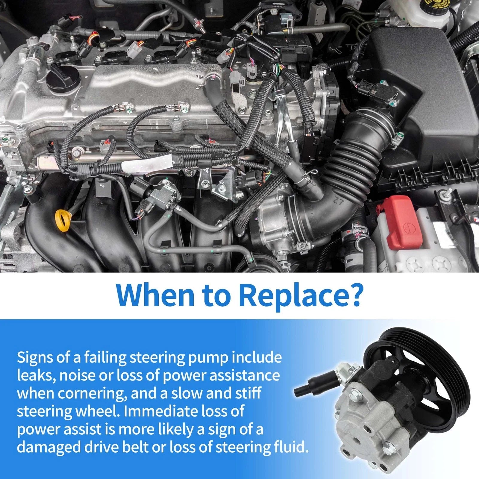 Power Steering Pump with Pulley for Toyota Sequoia Tundra (2001-2023)