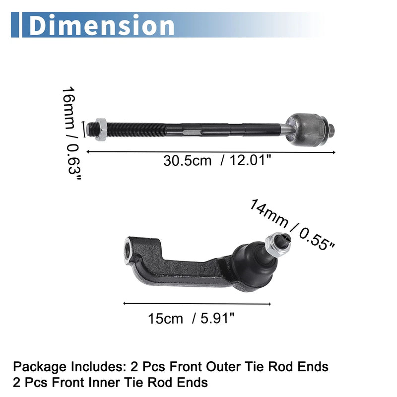 Jeep Dodge 6 x Front Inner Outer Tie Rod End Links Kit