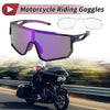 Motorcycle Goggles / Purple Lens Black with Pink Blue Spot Frame Sunglasses