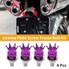 Universal Motorcycle M6 License Plate Screws Cover 35mm Purple 4Pcs