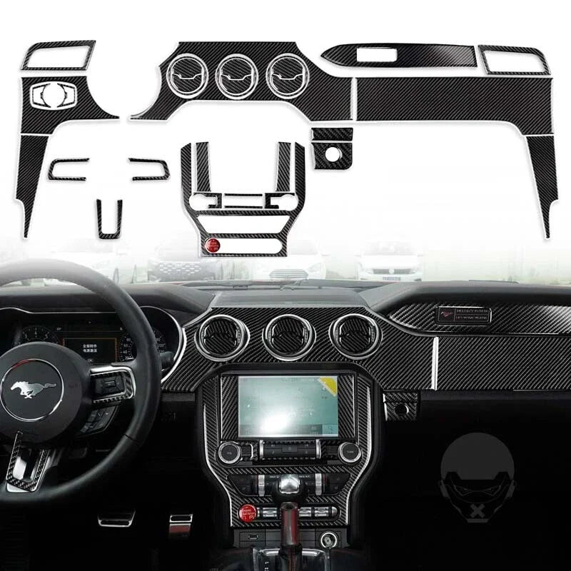 Ford Mustang 2015-19 Soft Carbon Fiber Full Interior Console Kit Cover Trim