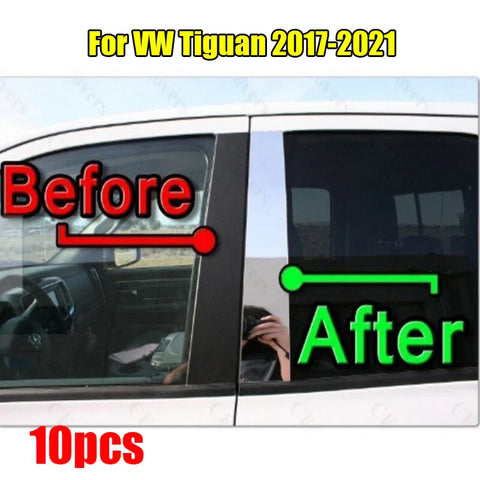 VW Tiguan 10PCS Chrome Pillar Trim Door Cover Mirrored Post (2017–2021)