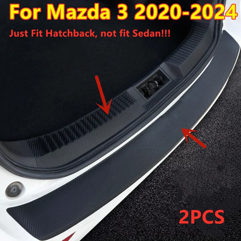 Mazda 3 2x PU Leather Rear Bumper Protector Plate Cover (2020–2024)