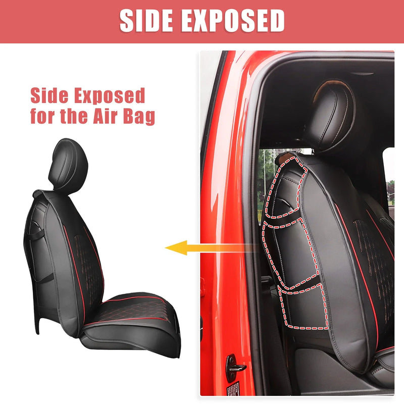 Toyota Tacoma (2016-2023) - 2 Pcs Black Red Front Seat Covers