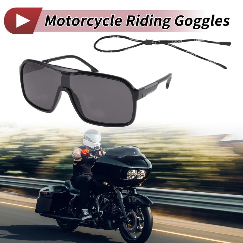 Set Motorcycle Riding Goggles Black Lens Black White Frame Tri-Acetyl Cellulos