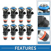 GMC Sierra 2500HD 8.1L Black 8 Pcs Fuel Injector (2001-2006)