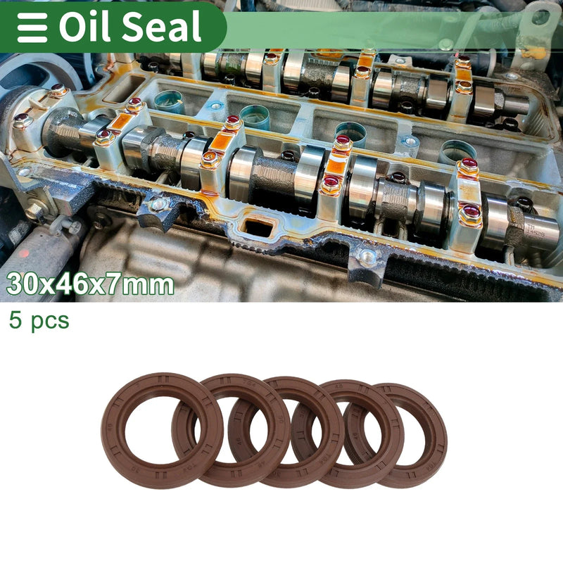 Make Model Oil Seal / 30x46x7mm 5 Pcs / FKM Rubber High Pressure Brown