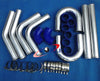 3" Universal Aluminum Intercooler Turbo Pipe Piping Kit Blue Hose