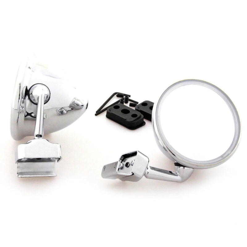 LH CLight -On Fender Universal Fit Chrome Convex Door Mirrors