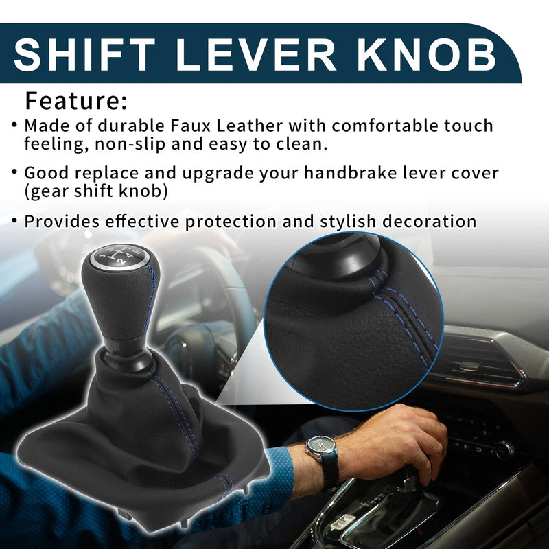 Peugeot 206 (2005-2008) Black Faux Leather 5 Speed Gear Shift Knob & Cover