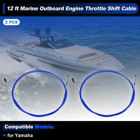Yamaha 2 x 12 ft Blue Boat Throttle Shift Control Cable