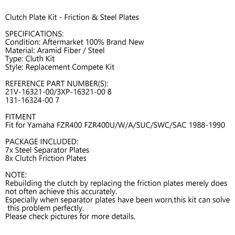 Yamaha FZR400 Clutch Kit (1988-1990)