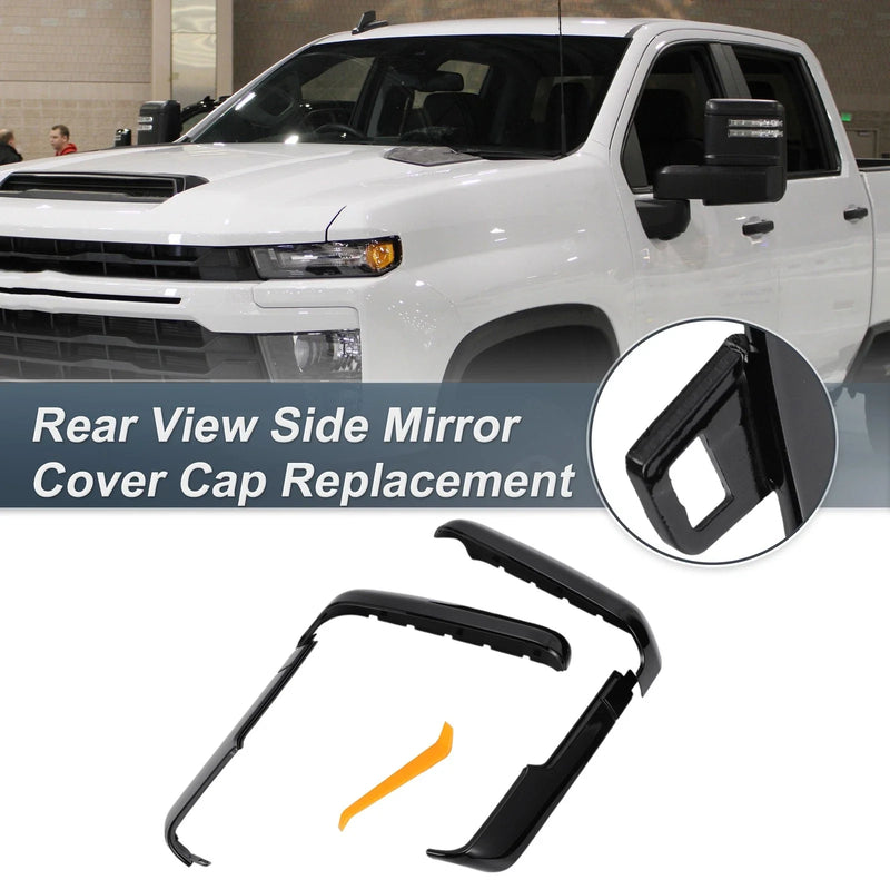Chevrolet Silverado GMC Rearview Mirror Cover Cap Gloss Black