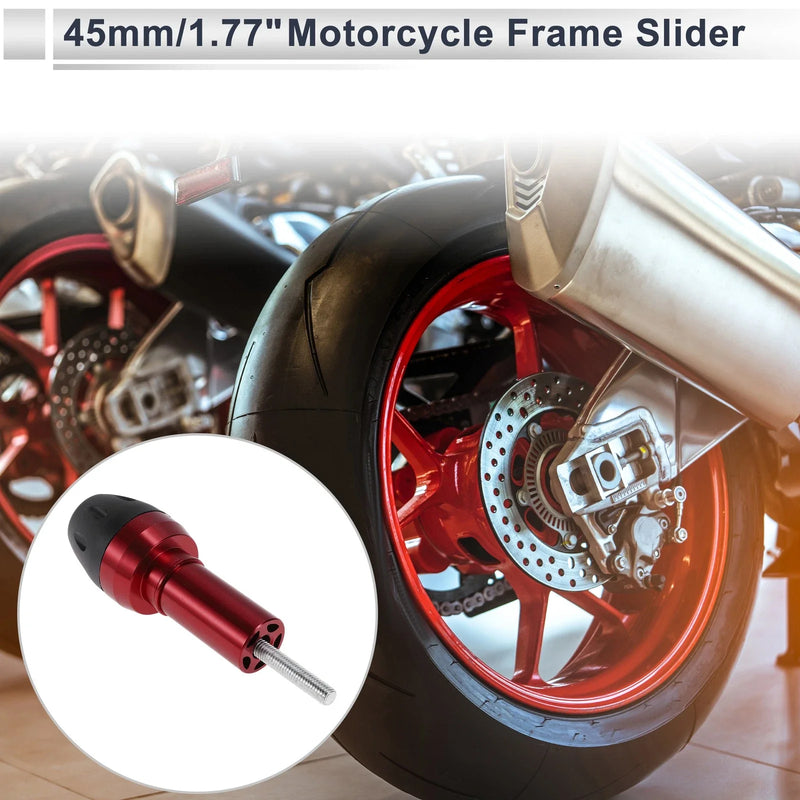 Motorcycle 10mm Aluminum Alloy Slider Frame with 2 x Bolts Red