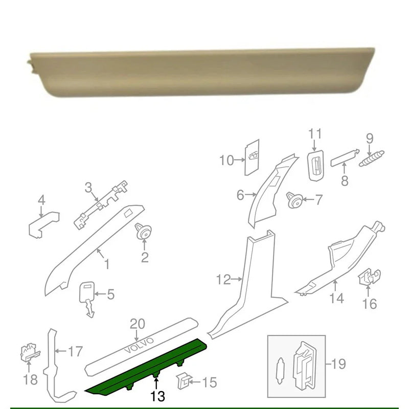 Volvo S60 S80L XC60 Floor Bead Strip Beige