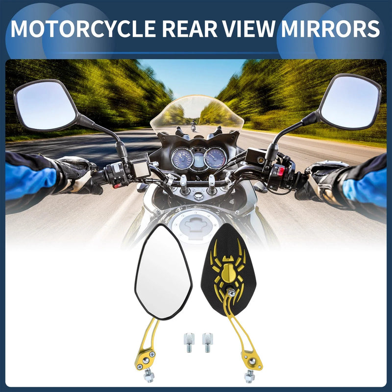 Motorcycle M8/M10 Rear View Mirror / 1 Set / Handlebar Mirrors Gold Tone