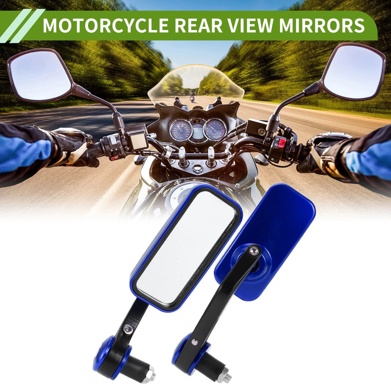 M8 Motorcycle 1 Set / Rear View Mirrors Square Shape Black Blue Aluminum Plastic /